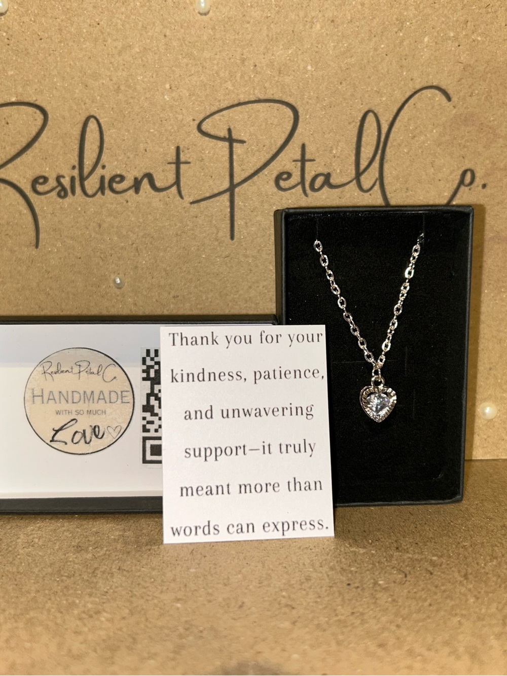 Silver Heart Pendant Necklace with Clear Stone for caregiver